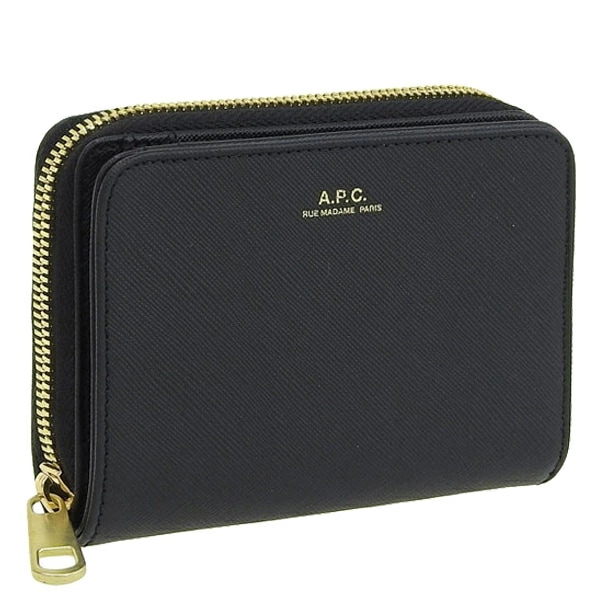 アーペーセー/APC compact emmanuelle 二つ折り財布 財布 レザー ブラック レディース qf63029lzznoir