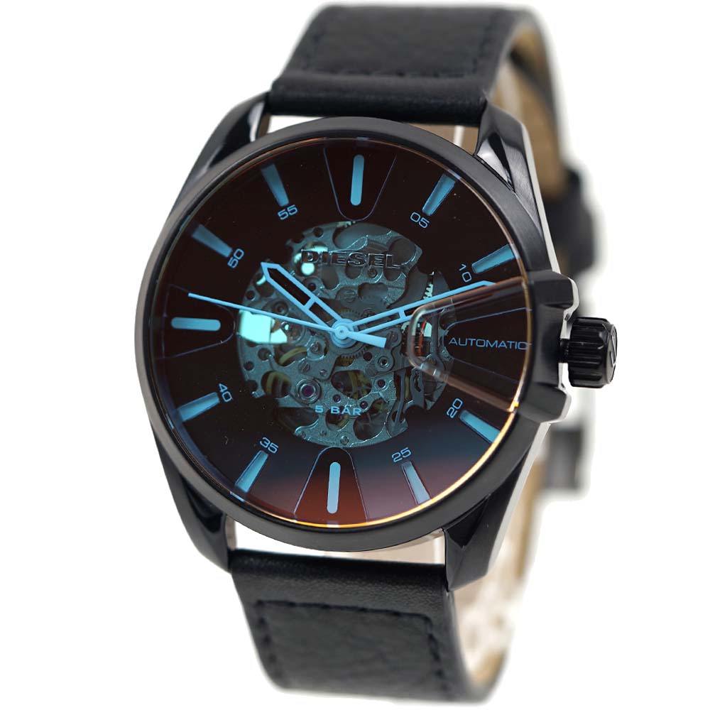 ディーゼル 腕時計 メンズ 自動巻き レザーベルト ブラック DIESEL MS9 DZ1967