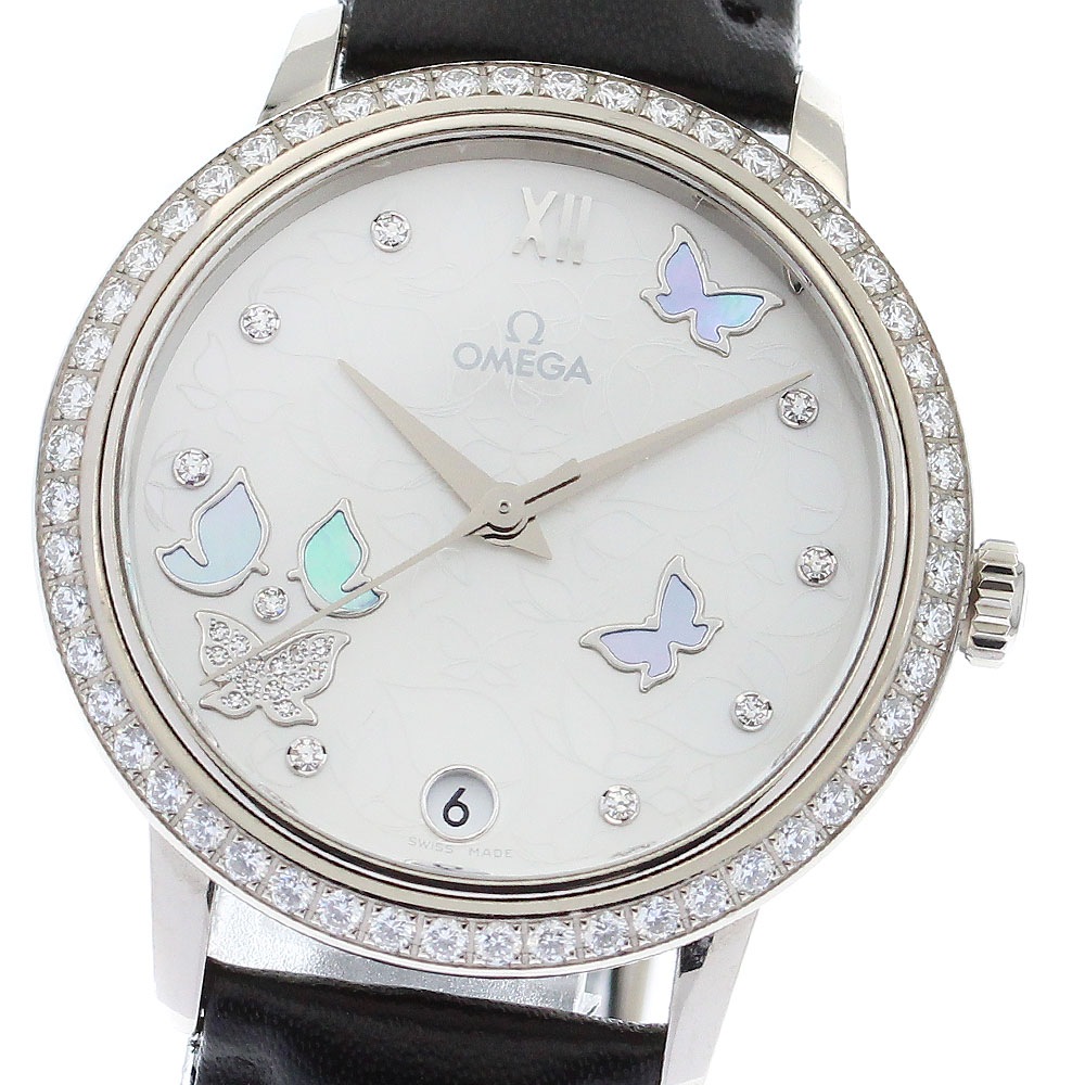 オメガ OMEGA 424.57.33.20.55.001 デビル プレステージ バタフライ K18WG ダイヤベゼル 自動巻き レディース _883176【中古】