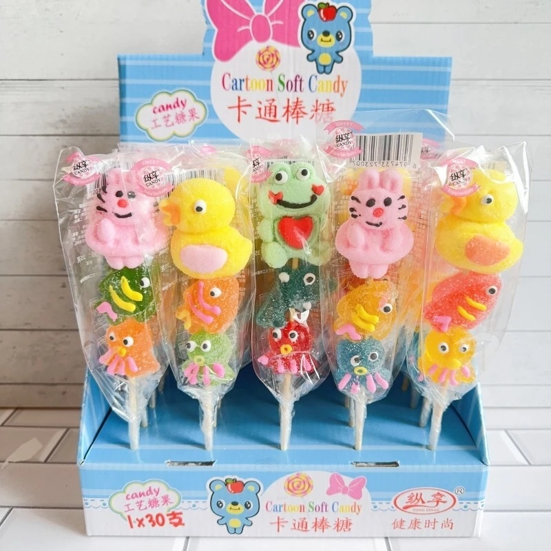 2個で3oo円OFF！30Pcs キャンディーカートゥーンコンビネーション串コットンジュースロリポップ子供用ギフトスナック 誕生日プレゼント 子供の贈り物 誕生日プレゼント 子供の贈り物