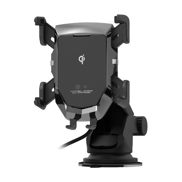 ワイヤレス充電器 車載用 Qi 自動開閉ホルダー 4アーム 10W iPhone スマホ 急速充電 手帳対応 吸盤取付