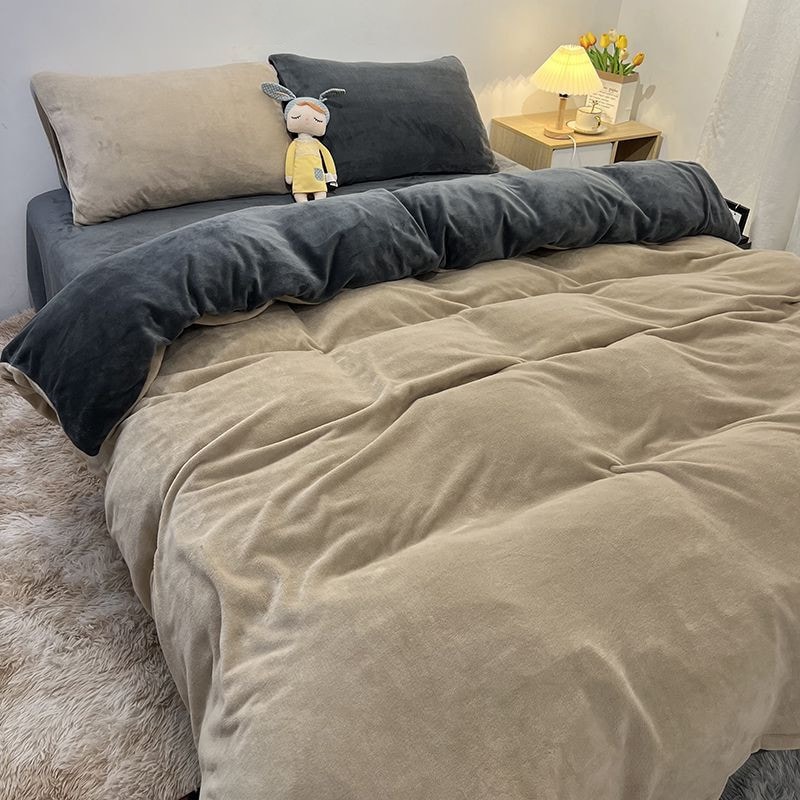 韓国ファッション 布団カバー セット冬のベッド用品サンゴの絨毯 掛け布団カバー 敷布団カバー しまむら-布団カバー 寝具カバーセット 掛布団カバー あったか布団カバー 防臭 洗える 防ダニ
