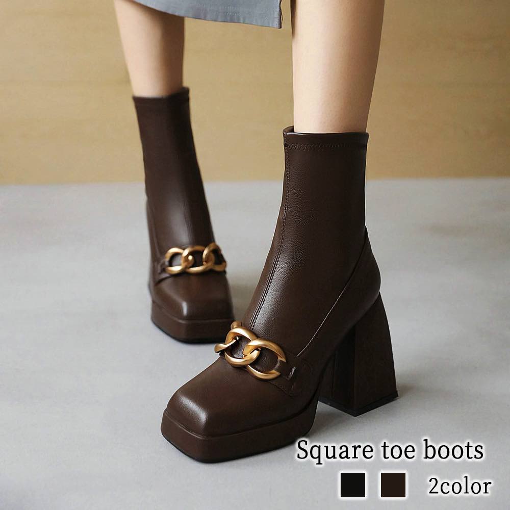 ブーツ レディース スクエアトトゥブーツ 軽い 秋 兼用 ショート 4E ミドル フロント 滑らない 夏 雨 軽量 歩きやすい 厚底 撥水 スニーカー 春 レザー 靴 きれいめ ロング 革 防寒 おし