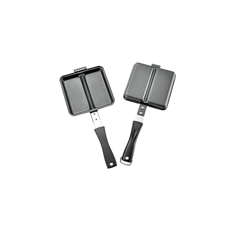 下村企販 ホットサンドメーカー ダブル 【日本製】 鉄 IH対応 耳も焼ける キャンプ 38266 両面エンボス 燕三条