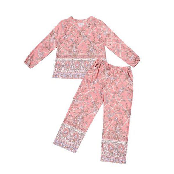 ペイズリーボーダー捺染女性室内着上下EZ1942_BP