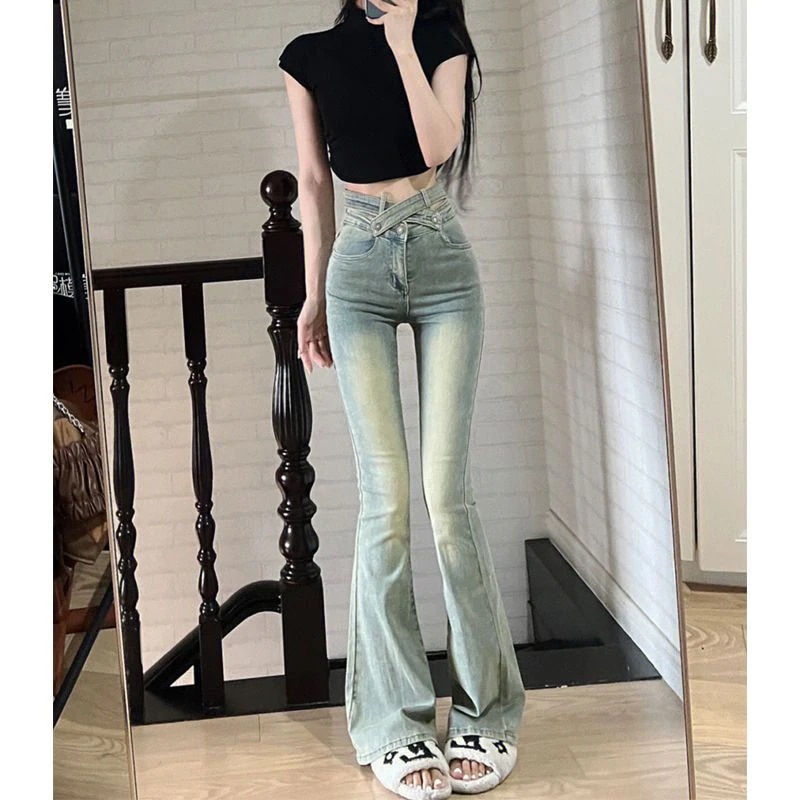 修身 ハイウエストデニム スリム ファッションレディース セクシー 着痩 ジーンズ レディース ジーンズ 夏デニム・ジーンズ