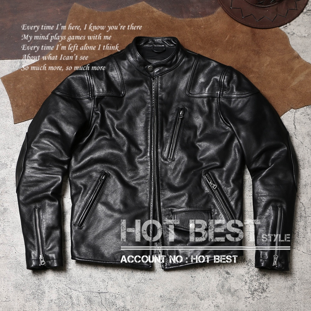 1.2mm カウハイド 50s パテッド シングルライダース レザージャケット タンニンなめし オイルワックスレザー 牛革