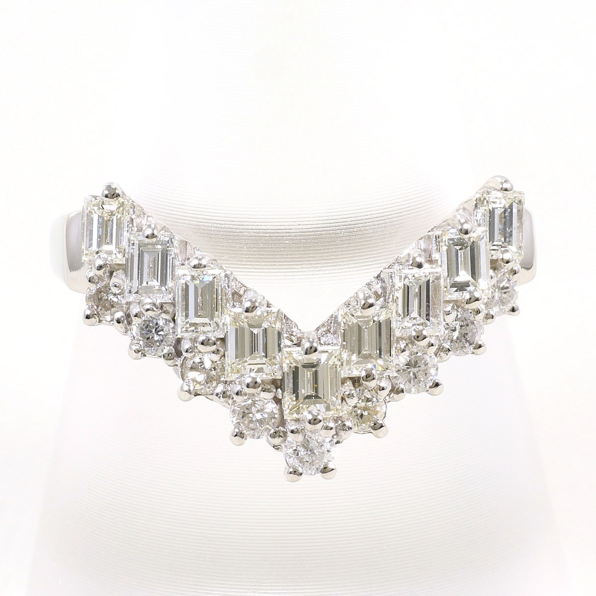 PT900 プラチナ リング・指輪 15号 ダイヤモンド 1.00ct カード鑑別書 総重量約5.2g 中古