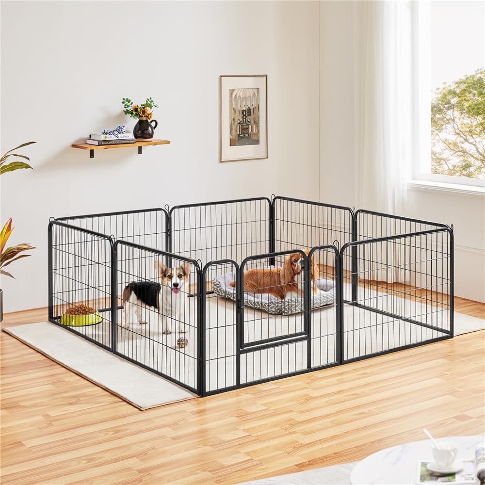 Yaheetech ペットサークル ドッグフェンス 中小型犬用 折り畳み式 自由組み立て 室内外兼用 ケージ パネル8枚 脱出防止柵 安全ロック付き 掃除簡単 ペットサークル カタチ変更可能 ドッグラ