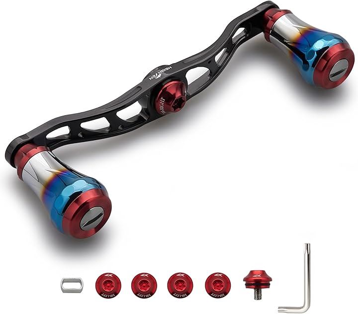 ベイト リール ハンドル 航空アルミ製 シマノ ダイワ アブガルシア 通用 ベイトリール Aurora 0133(V2.0 - 105mm - ブラック＆ワイ)