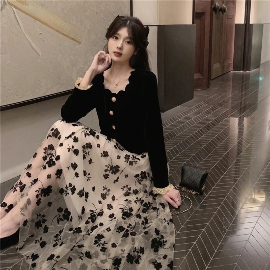 Aライン メッシュ 花柄 スカート レディース 春秋 新作 ガーゼスカート ミドル丈 ハイウエスト 薄手 レーススカート チュチュスカート レース シフォン 透け感 シースルー かわいい 大人可愛い 5,307円