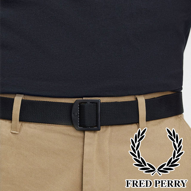 フレッドペリー ベルト メンズ BT7423 ウェイビングベルト 布ベルト ウェブベルト Dカン Dバックル シンプル カジュアル 黒 型押し ロゴ ローレル 月桂樹