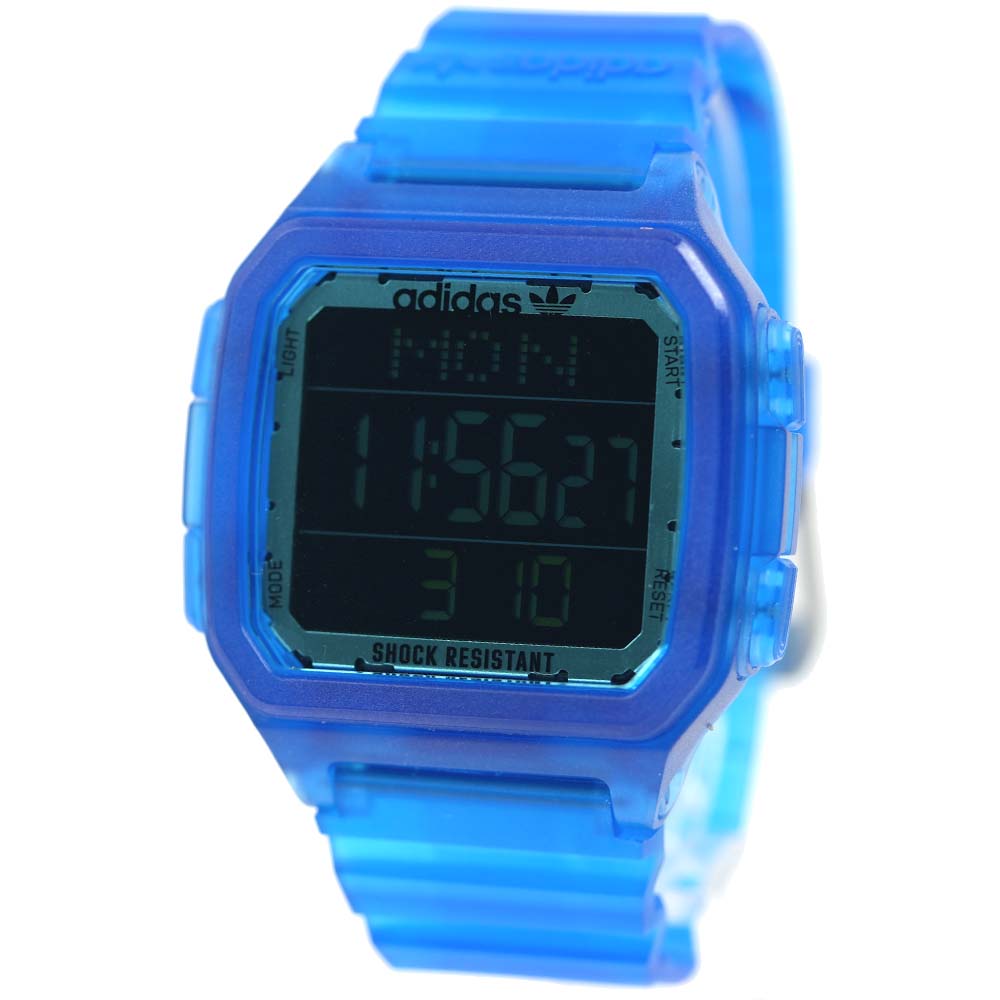 アディダス 腕時計 デジタル ユニセックス メンズ adidas DIGITAL ONE GMT カレンダー クリア 半透明 ブルー AOST22047