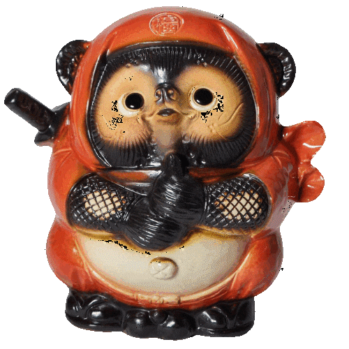 忍者狸　赤 5号 （ドローン）　　（忍者たぬき・忍者狸・置物・たぬき・インテリア・陶器・タヌキ・オブジェ・忍者・くノ一・ドロン・手裏剣・NT-001R） 6,888円