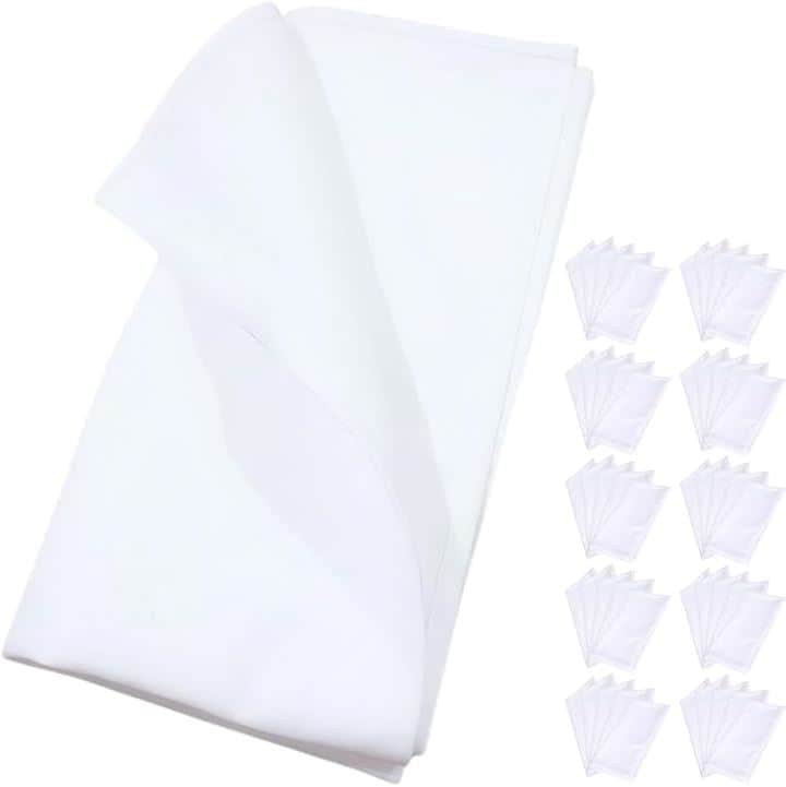 業務用 トーション テーブルナプキン 50x50cm 布ナプキン 白 綿100% パーティー用品 レストラン ホテル 結婚式(ホワイト(50), 50cm x 50cm (1 枚))