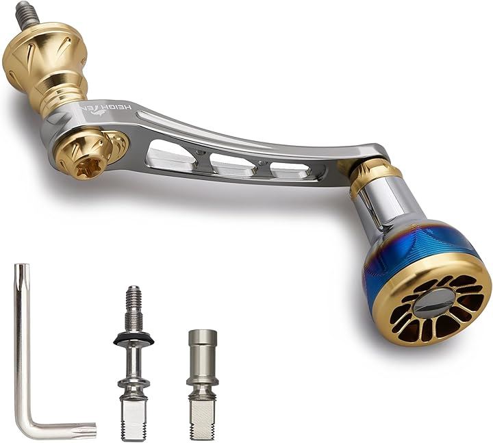 55-60mm可変 リール ハンドル 新型 24.5mm ハンドルノブ 搭載 ダイワ DAIWA シマノ SHIMANO 通用 974( ガンメタル＆ゴールド, 55-60mm可変)