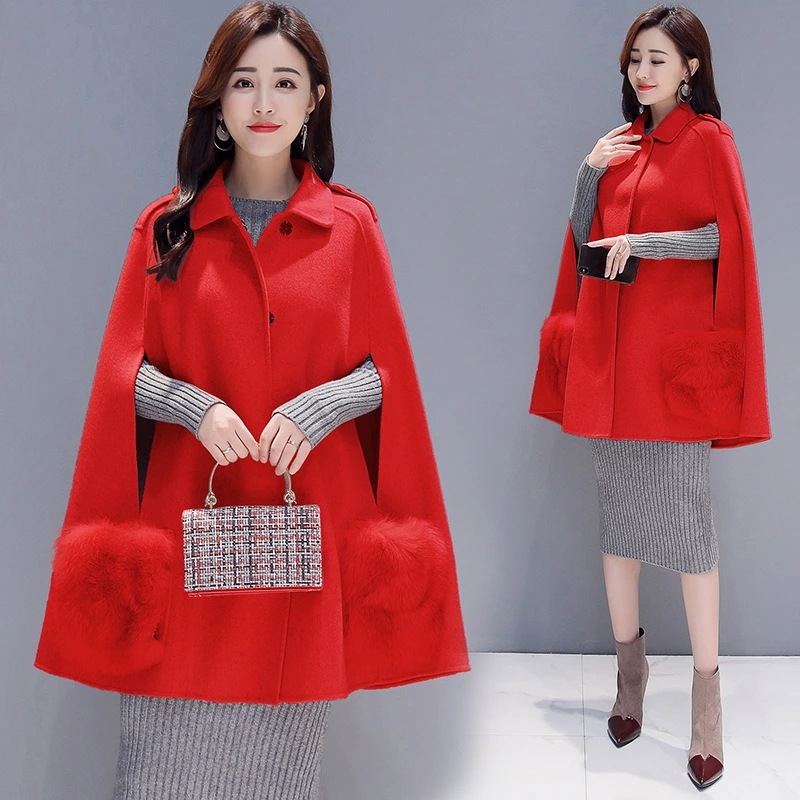 2色 ポンチョコート マント ケープ アウター 秋冬服 レディース 大きいサイズ アウター 厚手 防寒 30代40代 50代マント