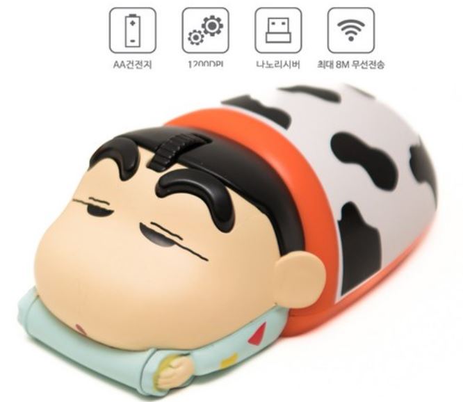 クレヨンしんちゃん パジャマ フィギュア ワイヤレスマウス+クレヨンしんちゃん マウスパッド プレゼント付き/ ノートパソコン マックブック iPad Galaxy Tab 無騒音