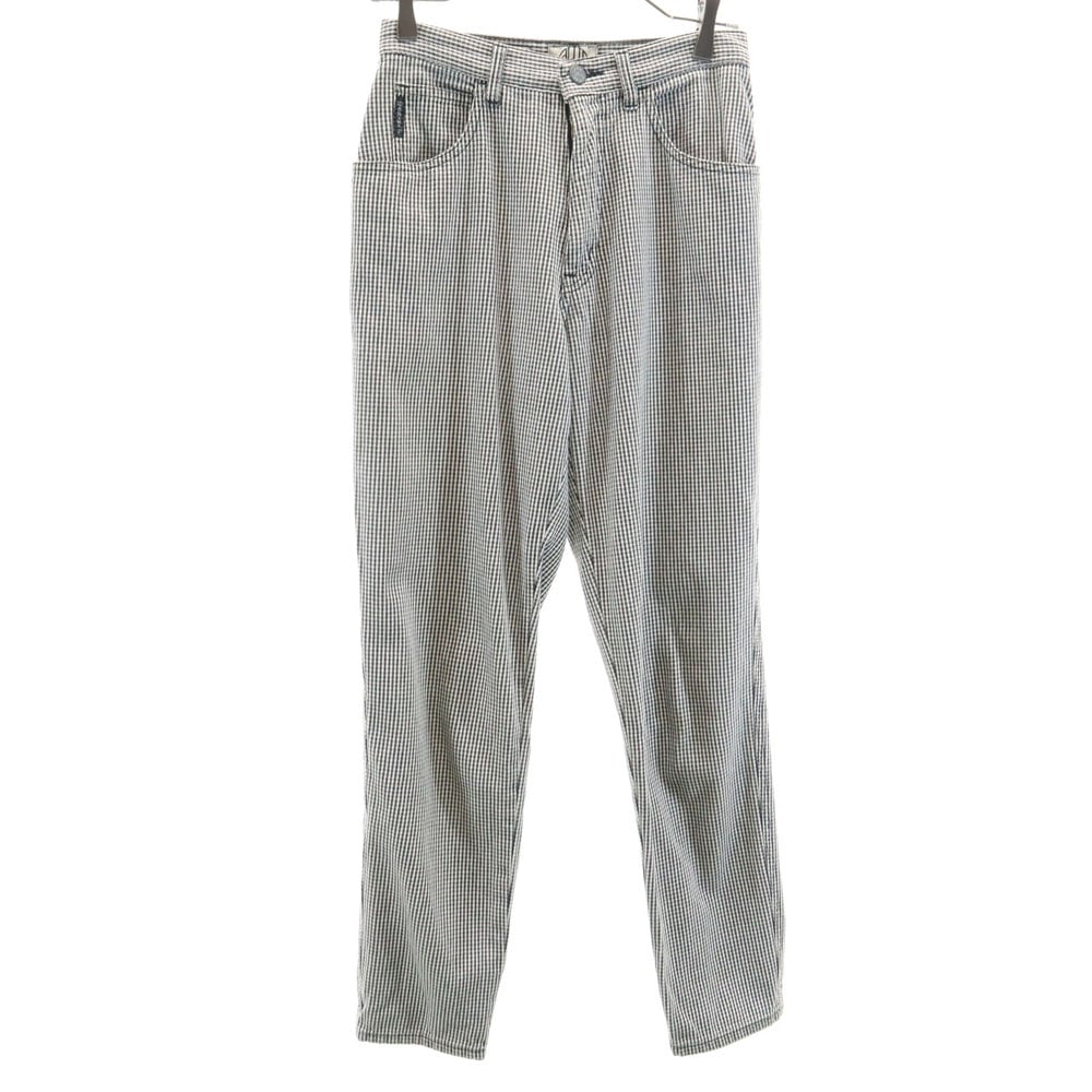 ARMANI JEANS アルマーニジーンズ イタリア製 ハウンドトゥース柄 ロングパンツ W28 ホワイト 千鳥格子 レディース 古着