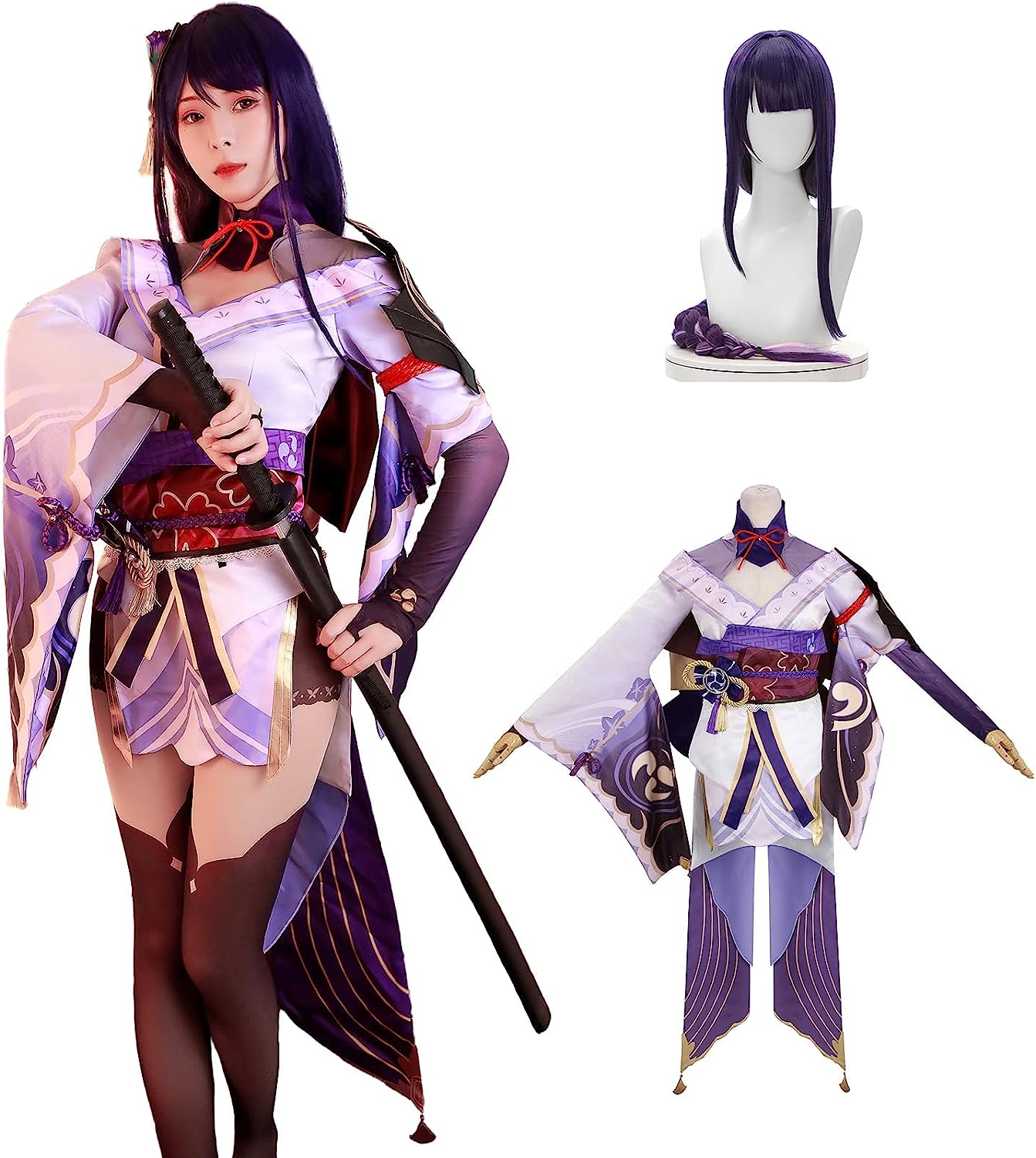 コスプレ衣原神バアル雷電将軍雷神バアルコスプレウィッグ付きイベントパーティー変演出服クリスマスパーティー