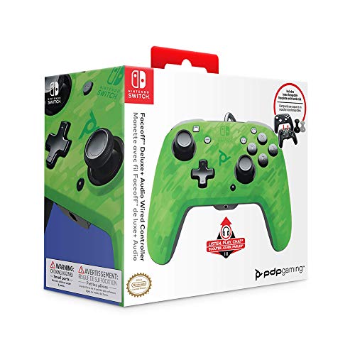 PDP Faceoff Deluxe+ Audio Wired Controller - Green Camo スイッチコントローラー