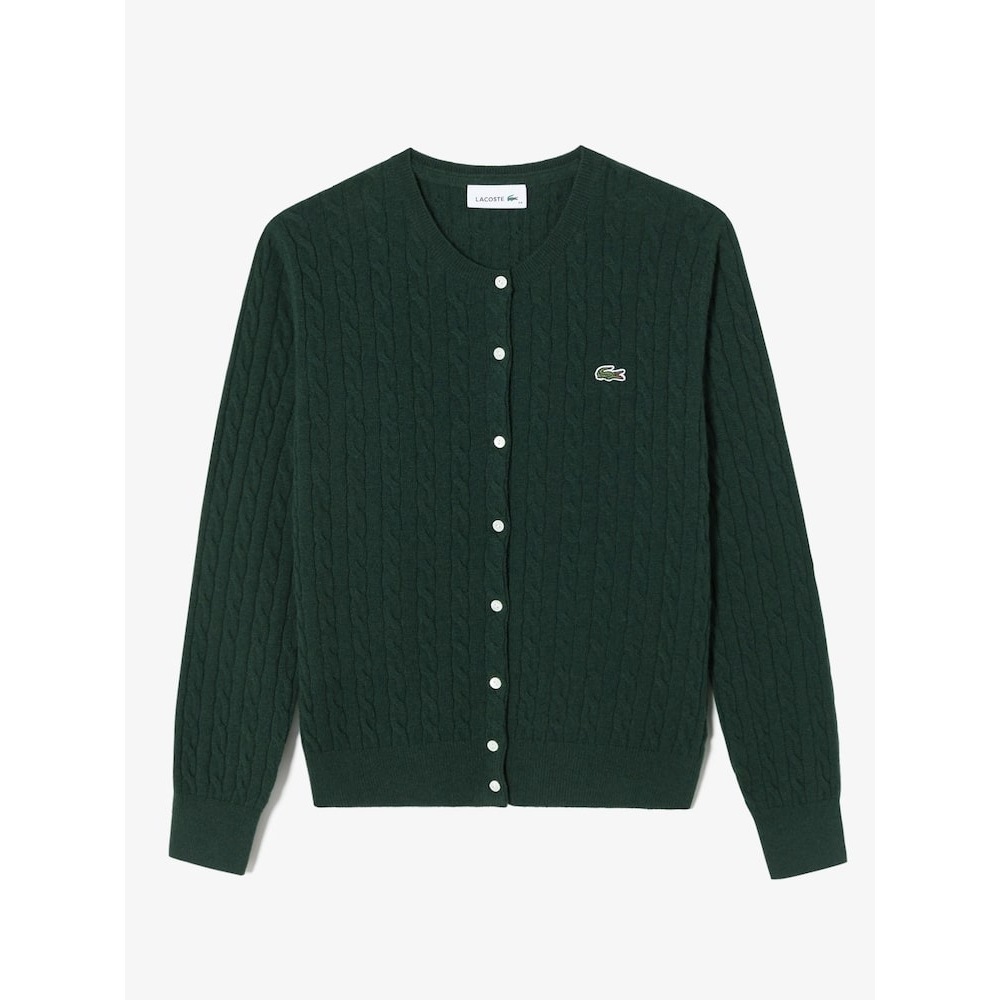 LACOSTE 女性用ケーブルクルーネックカーディガン AF091E-54N 132 Q2NAF091E-54N132