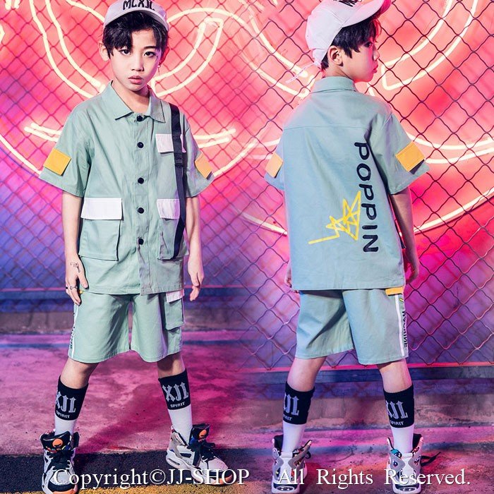 ショットパンツ キッズ ダンス衣装 ヒップホップ セットアップ HIPHOP 男の子 女の子 男女兼