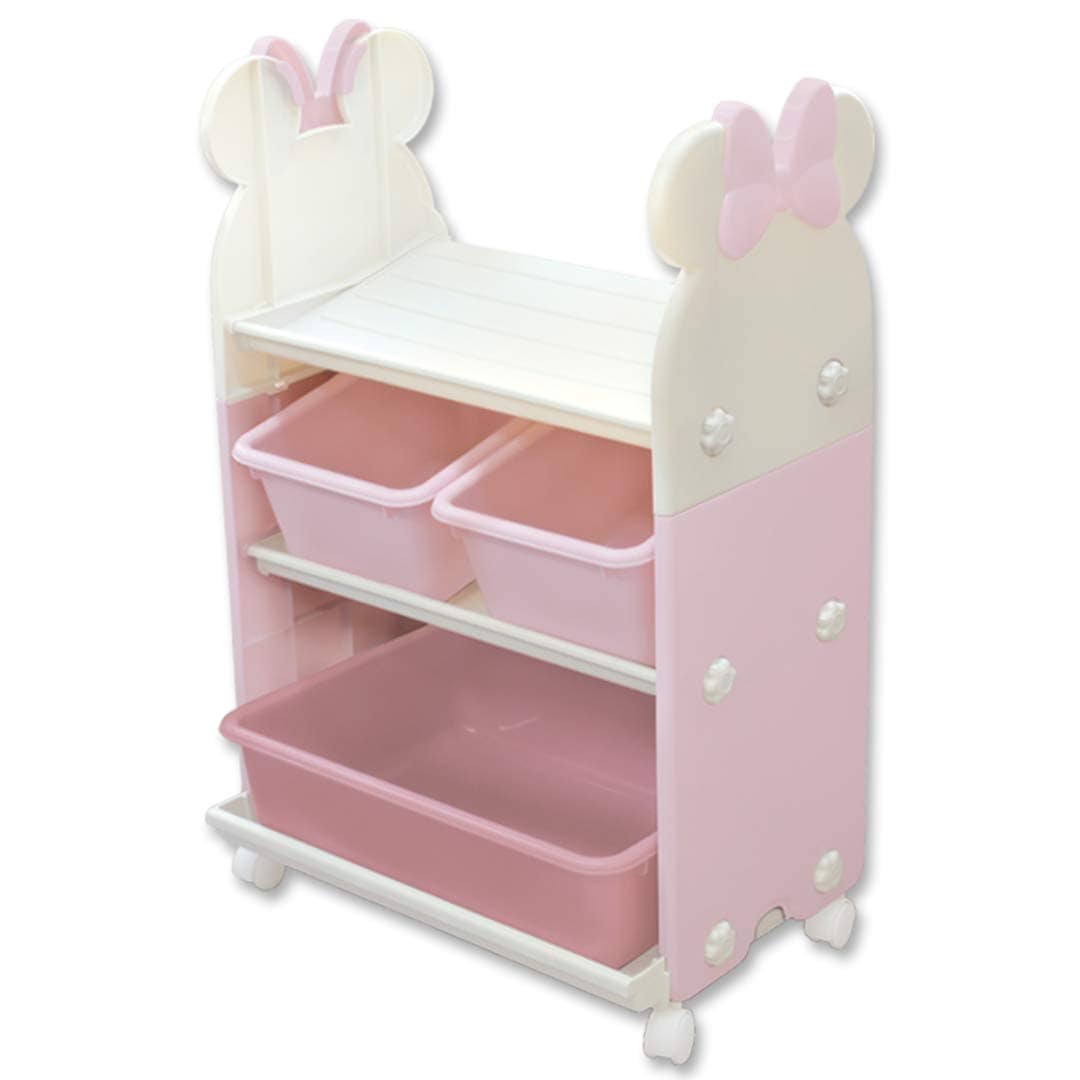 全国送料無料 錦化成 収納ラック ミニーマウス トイ・ステーション ピンク/ベージュ ボックス付 収納 お片付け デザイン キャスター おもちゃ おもちゃ箱 絵本の収納 日本製 可愛い 生活雑貨 イン
