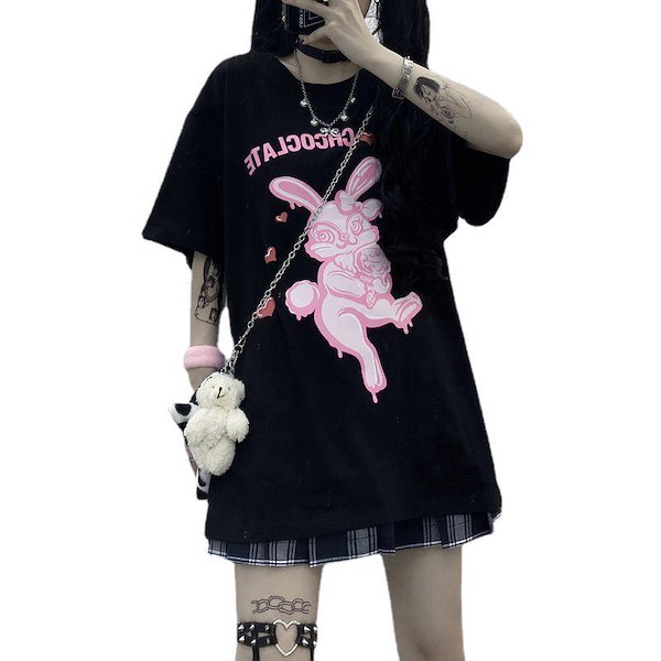 Qoo10] ピンクハートうさぎtシャツ 地雷系量産型