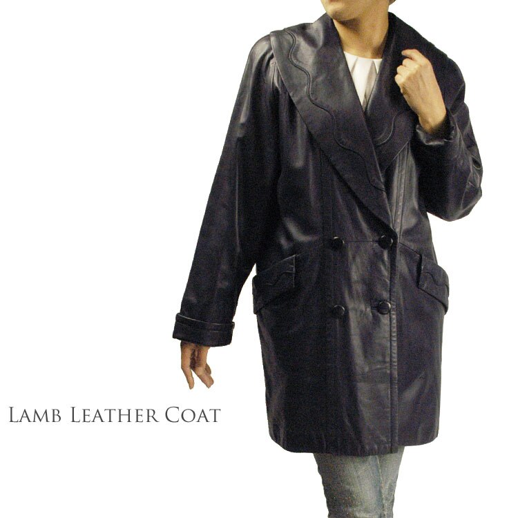 【１点限り】PIERREBALMAINラムコートネイビー