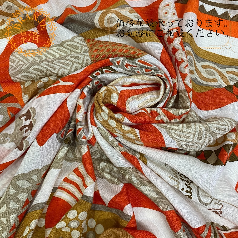 カレジェアン Fantaisie dEtriers 鐙の幻想 カシミヤ ストール オレンジ ブランド