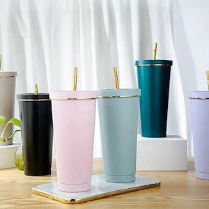 タンブラー 水筒 蓋付き ストロー付き 500ml750ML タンブラー 水筒 蓋付き ストロー付き ステンレスマグカップ 真空断熱 コーヒーカップ 保温 保冷 カップ 二重構造 携帯マグ タンブラ3