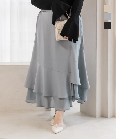 大きいサイズ レディース LL 3L 4L XL XXL XXXL CLETTEオリジナルアシメフレアスカート