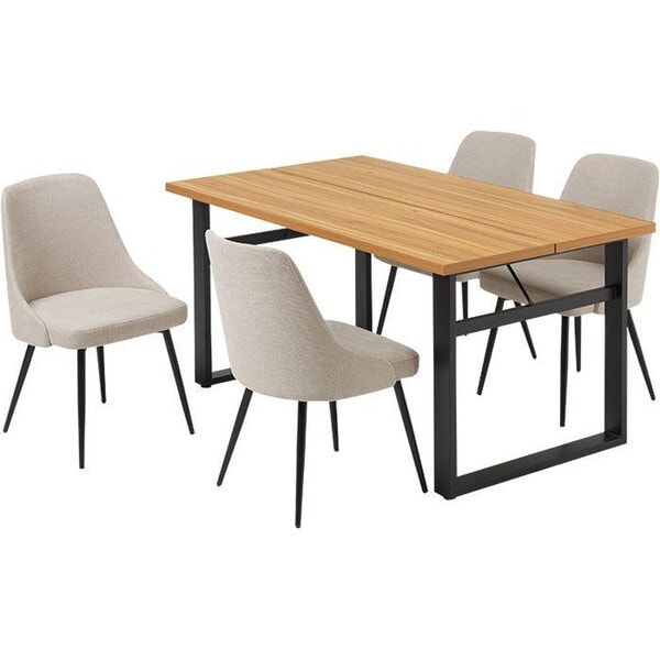 LT-4771NA-60IV-5S ナチュラル/ファブリックアイボリー ダイニング5点セット メーカー直送