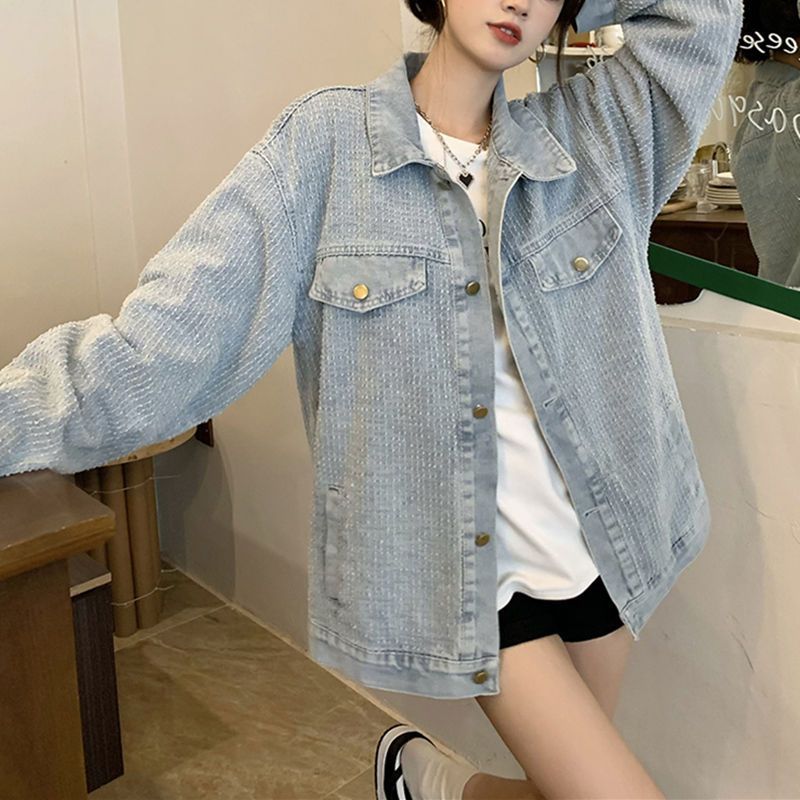レディースフレンチスタイルデニムジャケット女性用春秋新作ゆったり万能スリム長袖ジャケットトップ