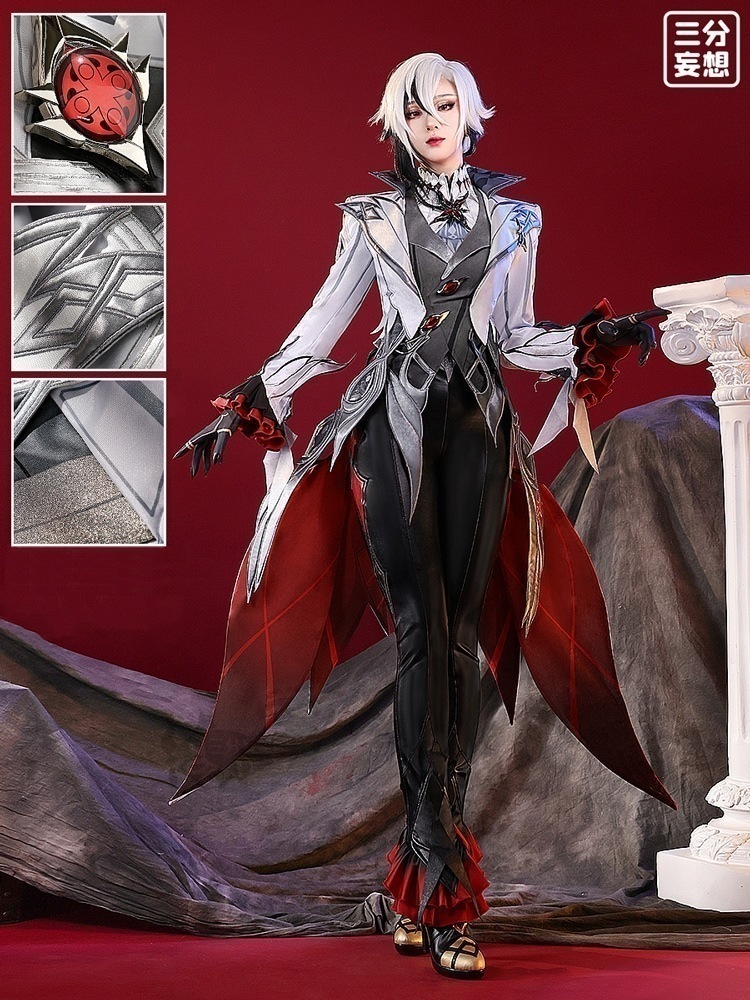 【三分妄想13Delusion】原神 Genshin 「召使」アルレッキーノ-Arlecchino コスプレ衣装ウィッグ靴 コスチューム131