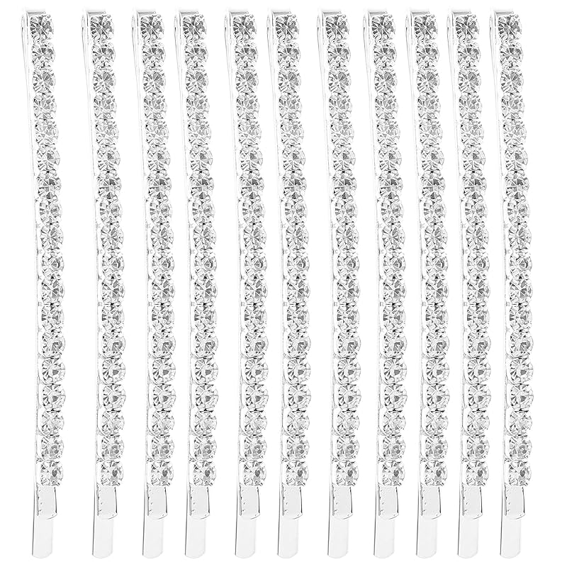 Frcolor ヘアピン ラインストーン 12個セット 前髪 ヘアクリップ スリーピン シルバー ぱっちん留め 女の子 ヘアアクセサリー 髪飾り（シルバー）