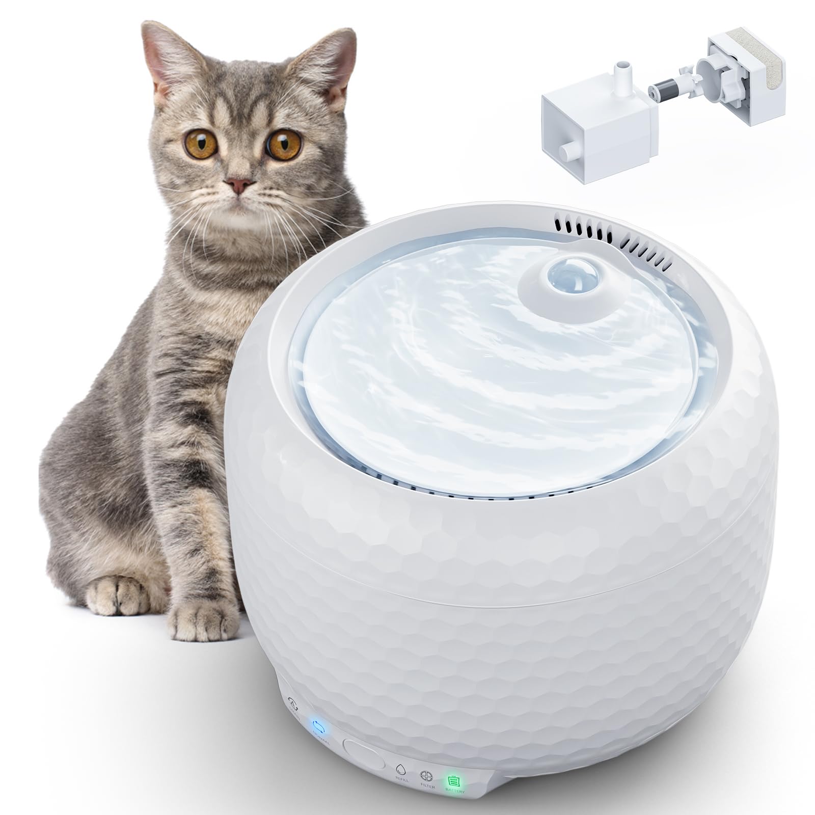 Petsuper 自動給水器 猫 水飲み器 ペット給水器 自動循環式 水量目視可能 静音 お留守番対応 大容量 節電 省エネルギー 犬猫用水飲み器 お留守番対応 ペット用品 活性炭フィルター付き 水洗