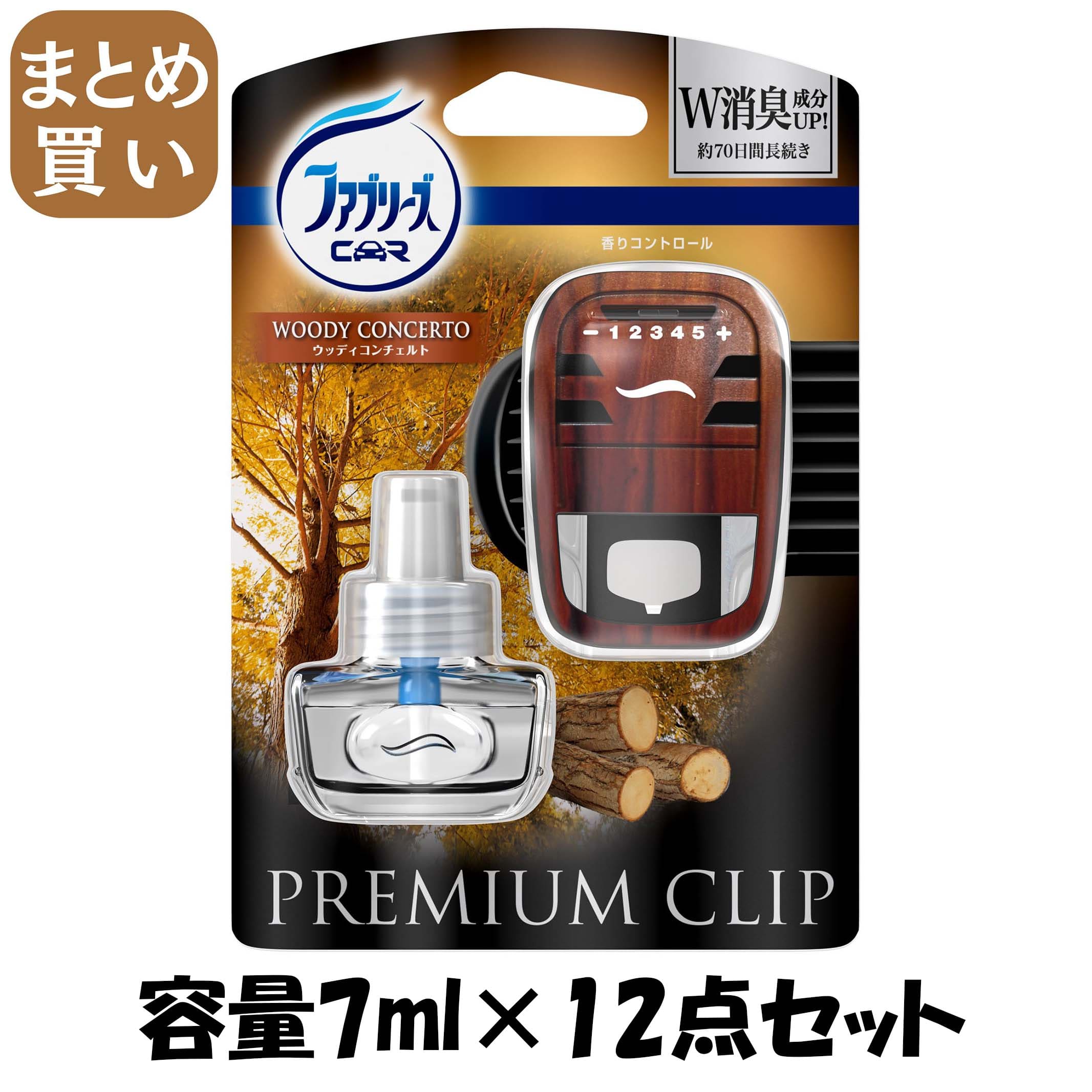 【まとめ買い】ファブリーズ　プレミアムクリップ　ウッディコンチェルト　本体 容量7ML×12点セット Ｐ＆Ｇ 芳香剤・車用