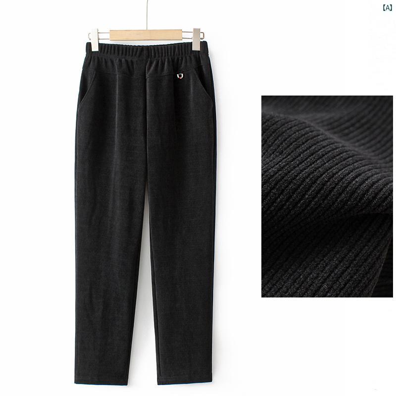 レディース ファッション おしゃれ 春夏 秋　冬 大人 上品 高級 マダム プレゼント 敬老日　おばあちゃん パンツ 秋冬 裏起毛コーデュロイ パンツ カジュアル ハイウエスト 春 ストレート