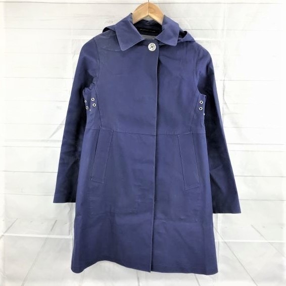スコットランド製マッキントッシュフード付き/コットンボンディングコート【32/Womens size -S/青】ステンカラー/モッズ/ブルゾン/アウターXBA118