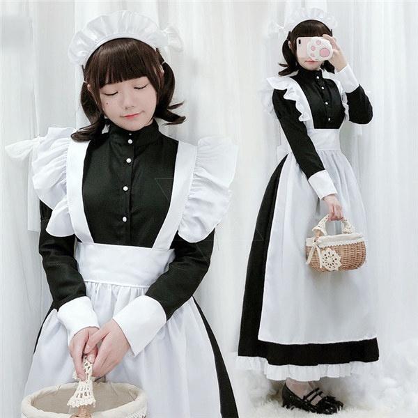 【一部分3日内出荷】メイド服 コスプレ ロング 長袖 売れ筋 人気 定番 コスチューム コスプレ衣装 クラシカル シンプル イベント 学園祭 仮装 ウェイトレス