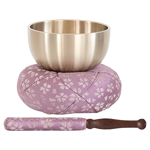 なーむくまちゃん工房 日和柄 国産おりんセット おリン＋リン棒＋布団 3.0寸（直径9cm）薄紫