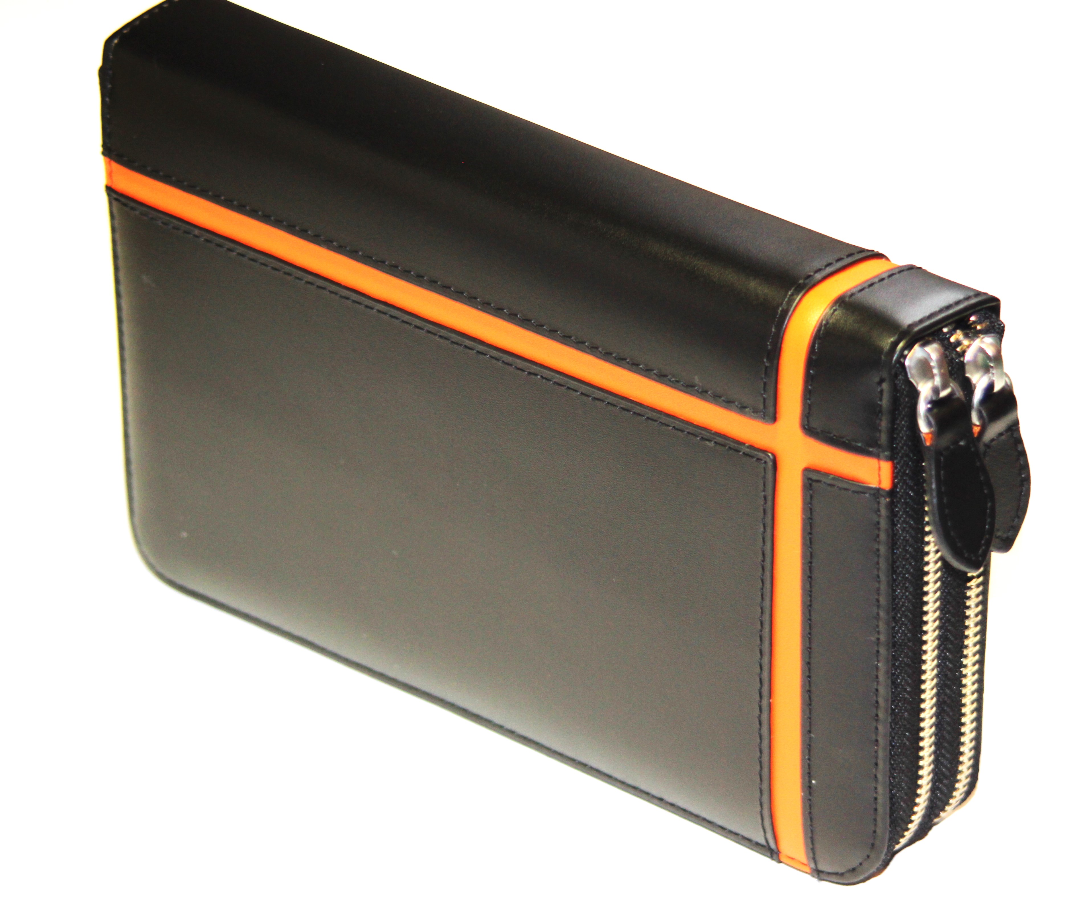 【新規OPEN】【期間限定セール】【激安】【新品未使用】馬革　オレンジクロスライン　ダブルファスナーモデル　BOX型　特殊モデル　セカンドクラッチバッグ　UH-1766　BK/OR