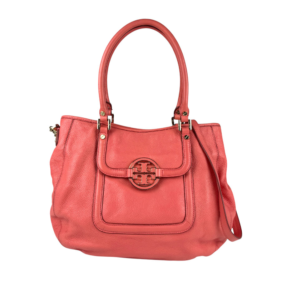 トリーバーチ Tory Burch ハンドバッグ ショルダーバッグ レザー サーモンピンク ゴールド レディース z4488