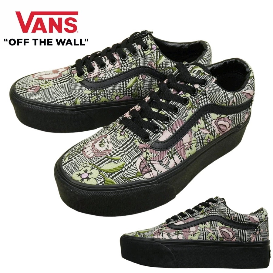 VANS スニーカーVANS ヴァンズ バンズOLD SKOOL STACKFORM オールドスクール スタックフォームTAPESTRY FLORAL BLACK 花柄