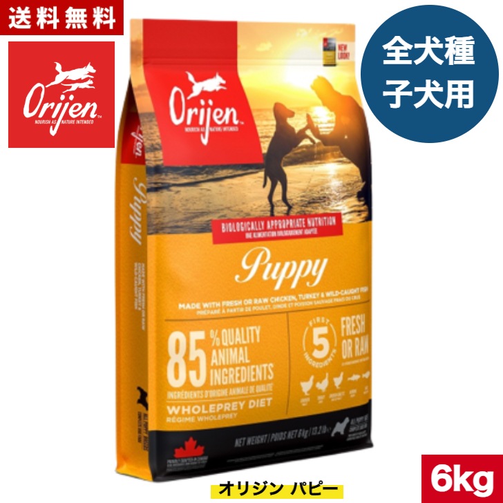 オリジン パピー 6kg カナダ産 正規品 ドッグフード ドライフード オールステージ 全ライフステージ 全犬種用 超小型犬 小型犬 中型犬 大型犬 子犬用 成犬用 高齢犬用 妊娠 授乳 母犬