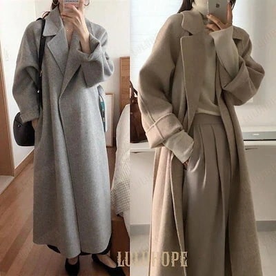 チェスターコート ロング丈 レディース ウール混んコート ラシャ 無地 アウター ロングコート 体型カバー お洒落 上品 大人 通勤 L 30代 40代 50代