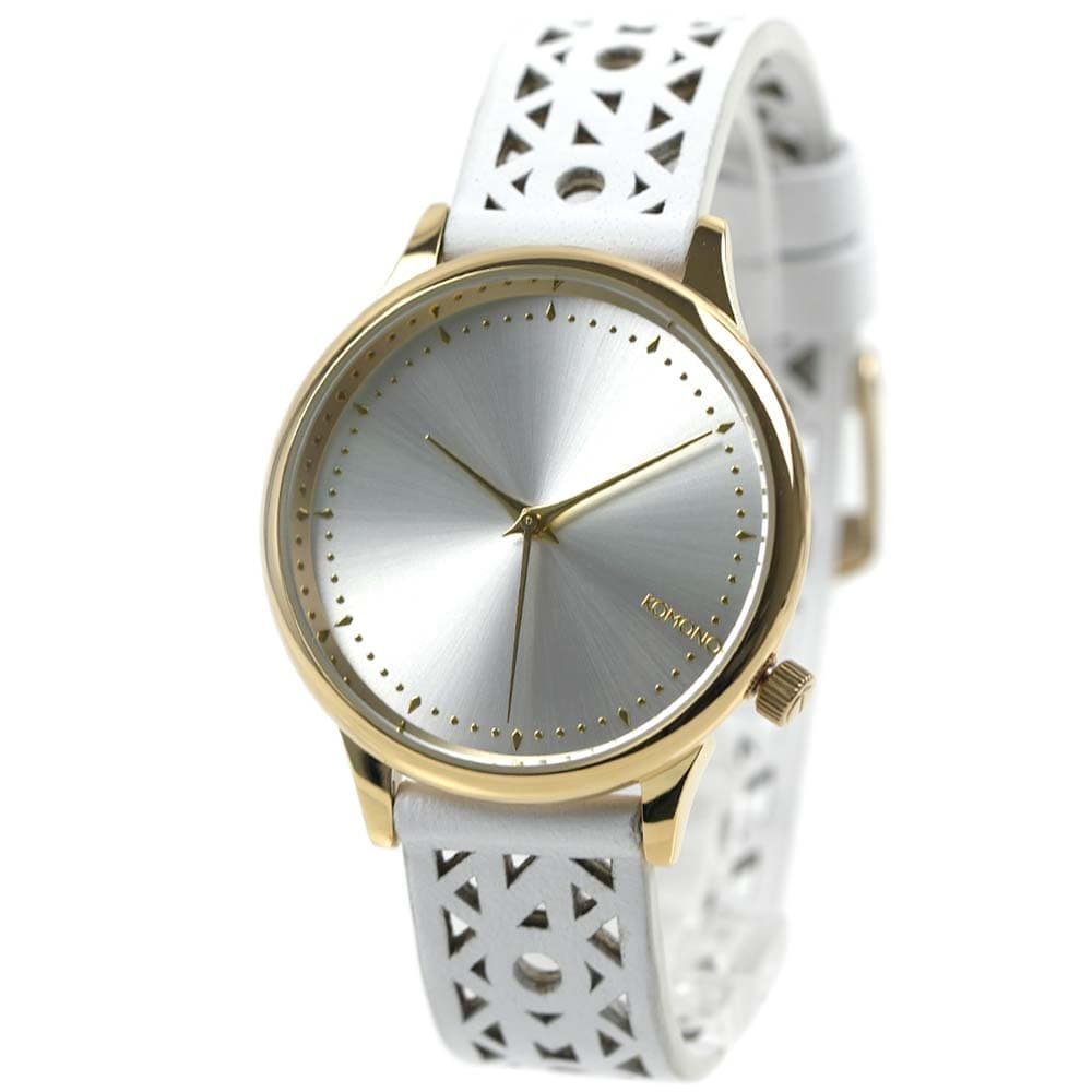 KOMONO コモノ 腕時計 エステル カットアウト レディース ホワイト ゴールド レザーベルト KOM-W2652