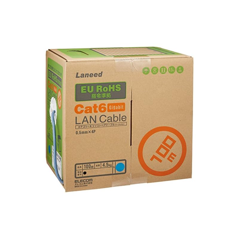 エレコム LANケーブル 100m 自作用 RoHS指令準拠 CAT6 ブルー LD-CT6/BU100/RS